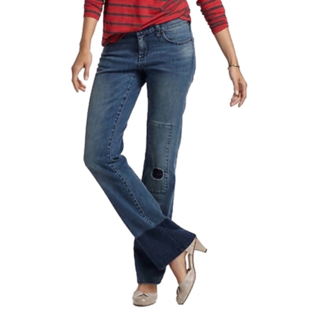 Anthropologie Holding Horses Clair Slim Boot Cut Distressed Patchwork Jeans